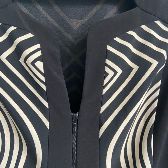 Joseph Ribkoff Full Zip Jacket Black & Tan Abstract Vintage Size Medium - Picture 4 of 6